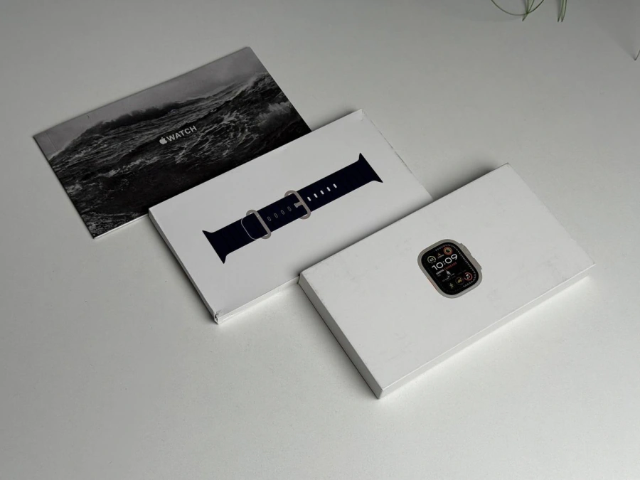 УЦЕНКА Apple Watch Ultra 2 2024 GPS + Cellular 49mm Natural Titanium Case with Navy Ocean Band (MX4D3) - Состояние: идеальное | Аккумулятор: 100% | Комплектация: полный | Гарантия: 12 мес.