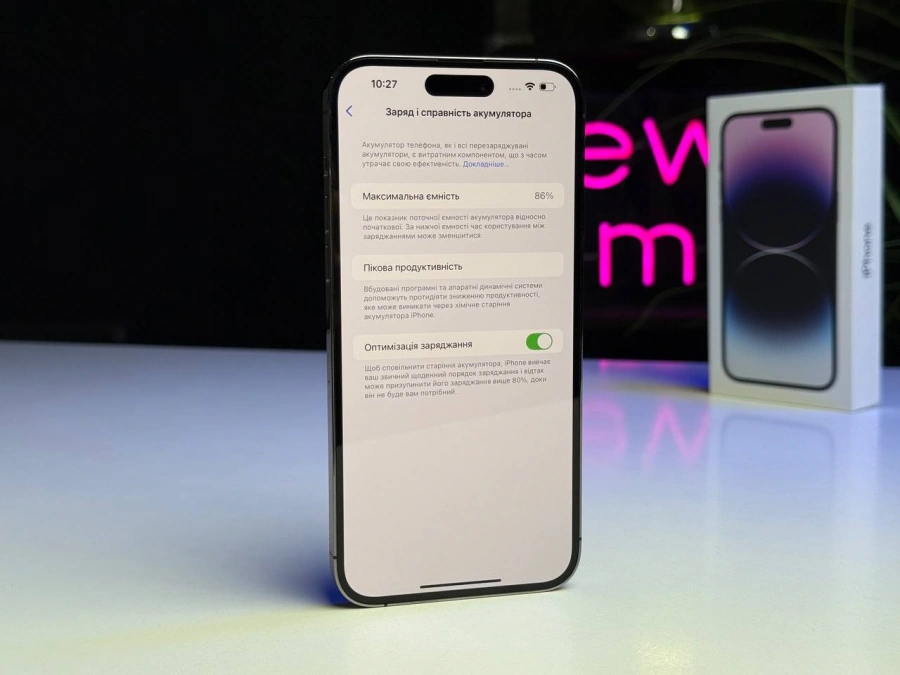 ВЖИВАНИЙ Apple iPhone 14 Pro Max 128GB Deep Purple (MQ9T3) - Стан: гарний | Акумулятор: 86% | Комплектація: повний | Гарантія: 1 міс.