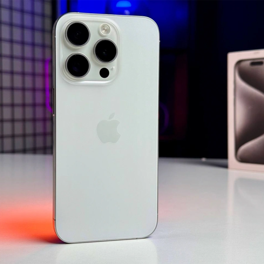 ВЖИВАНИЙ Apple iPhone 15 Pro 128GB White Titanium (MTUW3) - Стан: гарний | Акумулятор: 97% | Комплектація: повний | Гарантія: 1 міс.