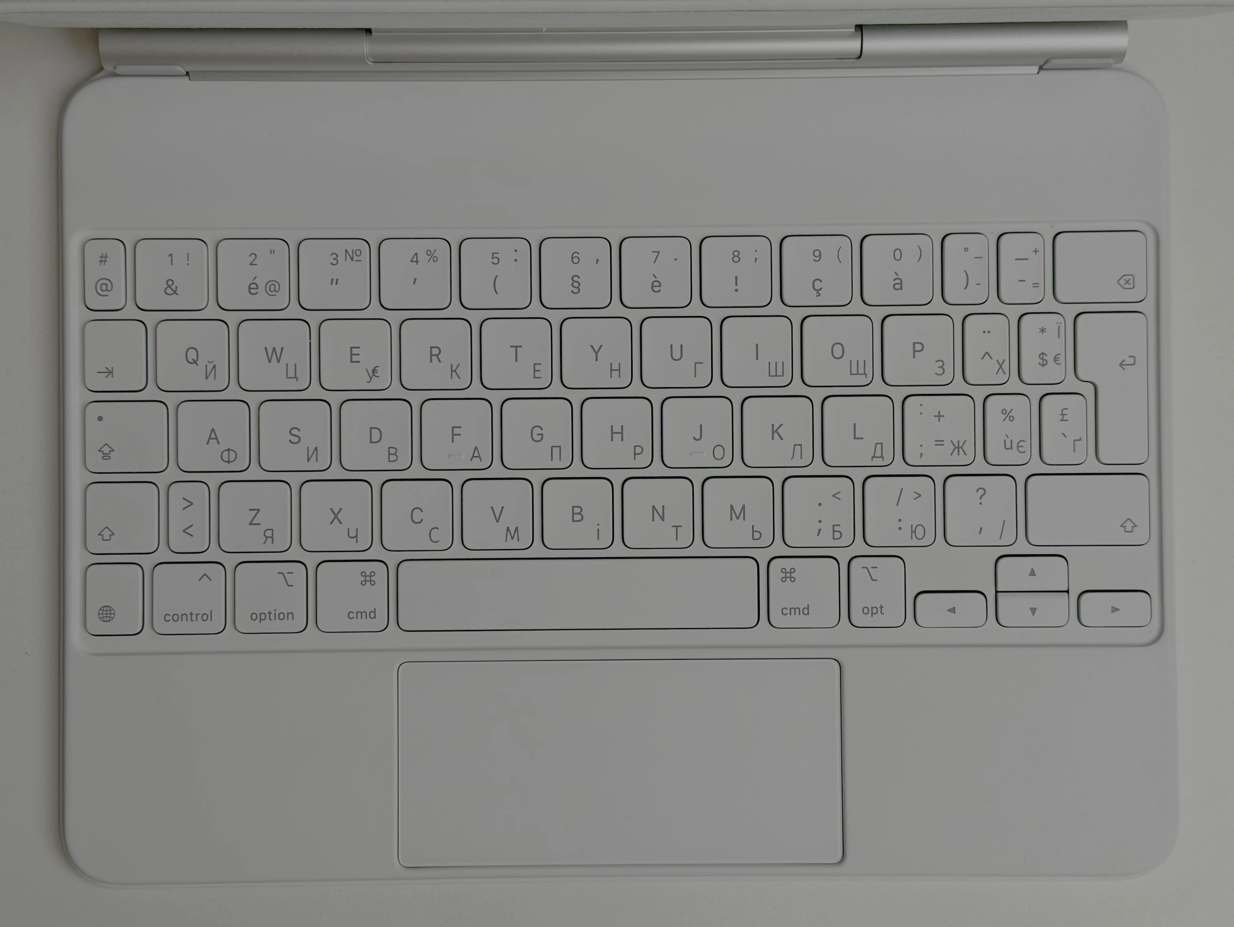Чохол-клавіатура Apple Magic Keyboard for iPad Air 11" M2 & iPad Air 10.9" & iPad Pro 11" M2 - French - White (MJQJ3F/A) з гравіюванням кирилицею