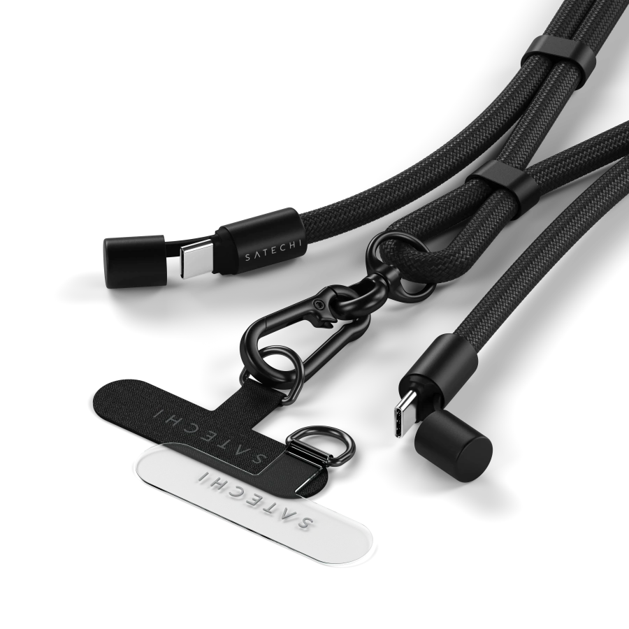 Кабель-ремінець для зарядки та носіння телефону Satechi OntheGo USB-C Lanyard Cable 1.5 m 60W - Black (ST-LOTGLK)