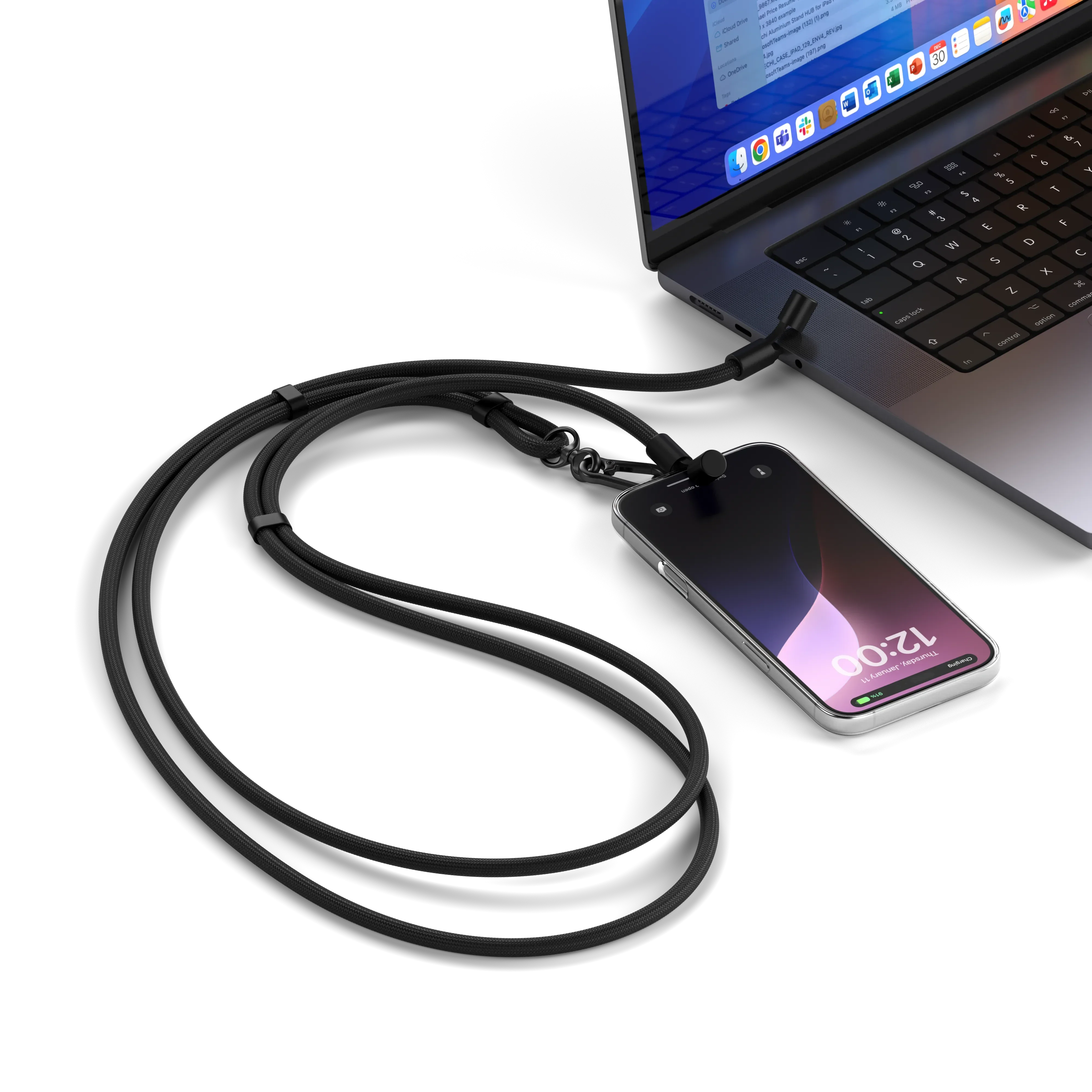 Кабель-ремінець для зарядки та носіння телефону Satechi OntheGo USB-C Lanyard Cable - Black (ST-LOTGLK)