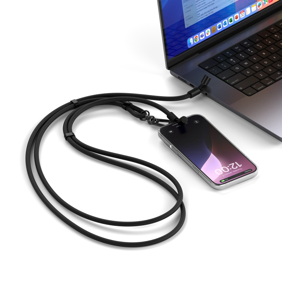 Кабель-ремінець для зарядки та носіння телефону Satechi OntheGo USB-C Lanyard Cable 1.5 m 60W - Black (ST-LOTGLK)