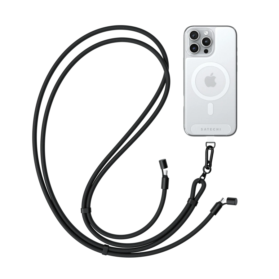 Кабель-ремінець для зарядки та носіння телефону Satechi OntheGo USB-C Lanyard Cable 1.5 m 60W - Black (ST-LOTGLK)