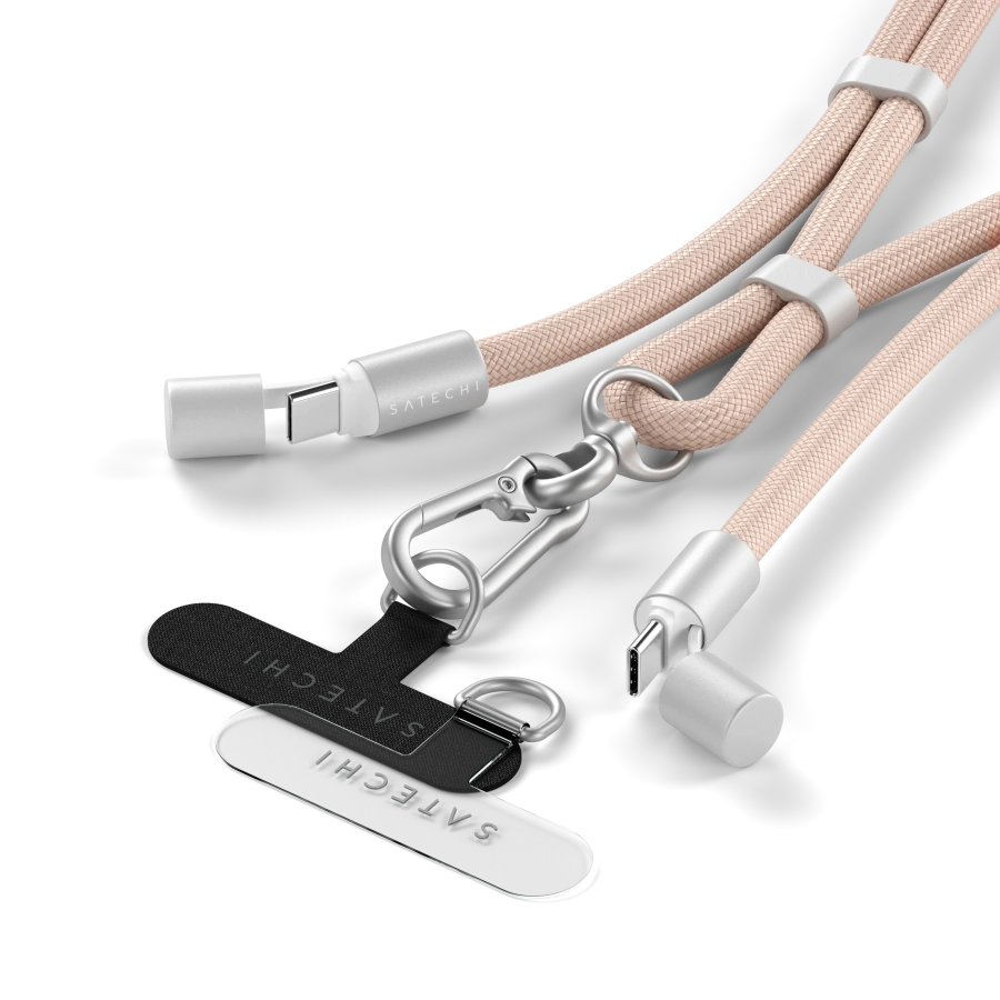 Кабель-ремінець для зарядки та носіння телефону Satechi OntheGo USB-C Lanyard Cable 1.5 m 60W - Desert Rose (ST-LOTGLR)