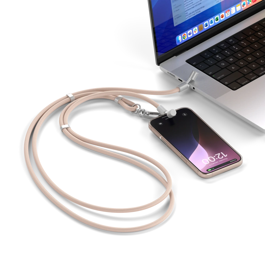 Кабель-ремінець для зарядки та носіння телефону Satechi OntheGo USB-C Lanyard Cable 1.5 m 60W - Desert Rose (ST-LOTGLR)