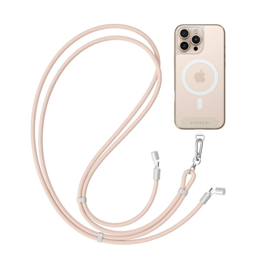 Кабель-ремінець для зарядки та носіння телефону Satechi OntheGo USB-C Lanyard Cable 1.5 m 60W - Desert Rose (ST-LOTGLR)