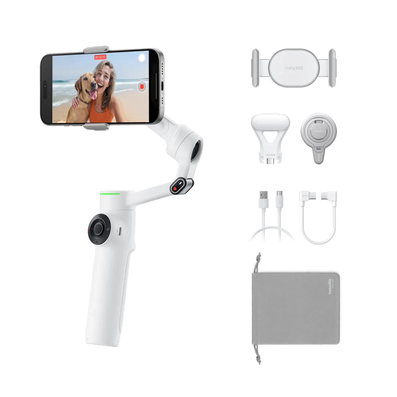 Монопод-стабилизатор для смартфона Insta360 Flow 2 Pro [Creator Bundle] - Summit White (CINSABQ/B)