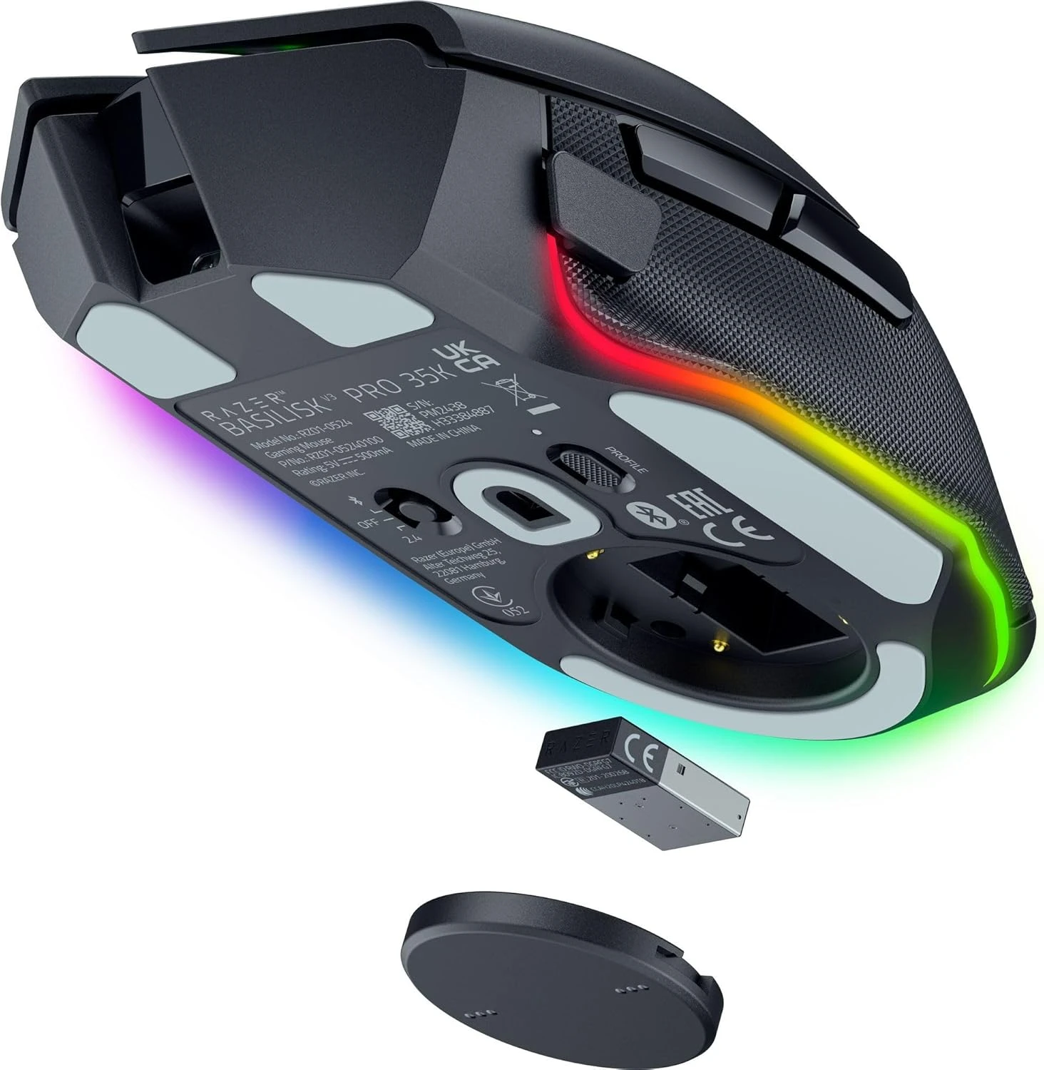 Мышь Razer Basilisk V3 Pro 35K Fully Customizable Wireless Ergonomic RGB Gaming Mouse - Black (RZ01-05240100-R3G1)