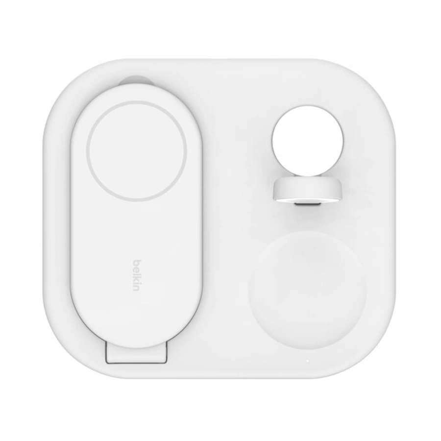Складна бездротова зарядна станція Belkin BoostCharge 3-in-1 Magnetic Foldable Wireless Charger with Qi2 15W - White (WIZ029vfWH)
