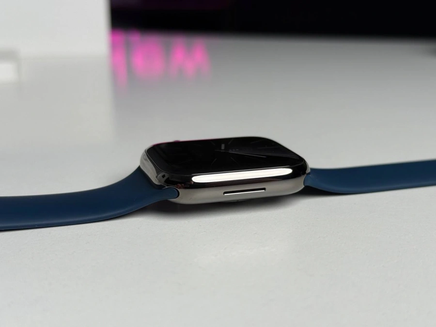 ВЖИВАНІ Apple Watch Series 7 GPS + Cellular 45mm Graphite Stainless Steel Case with Abyss Blue Sport Band (MKJH3, MKL23) | Стан: ідеальний (сталевий корпус, сапфірове скло) | Акумулятор: 83% | Гарантія: 1 місяць | Комплект: повний