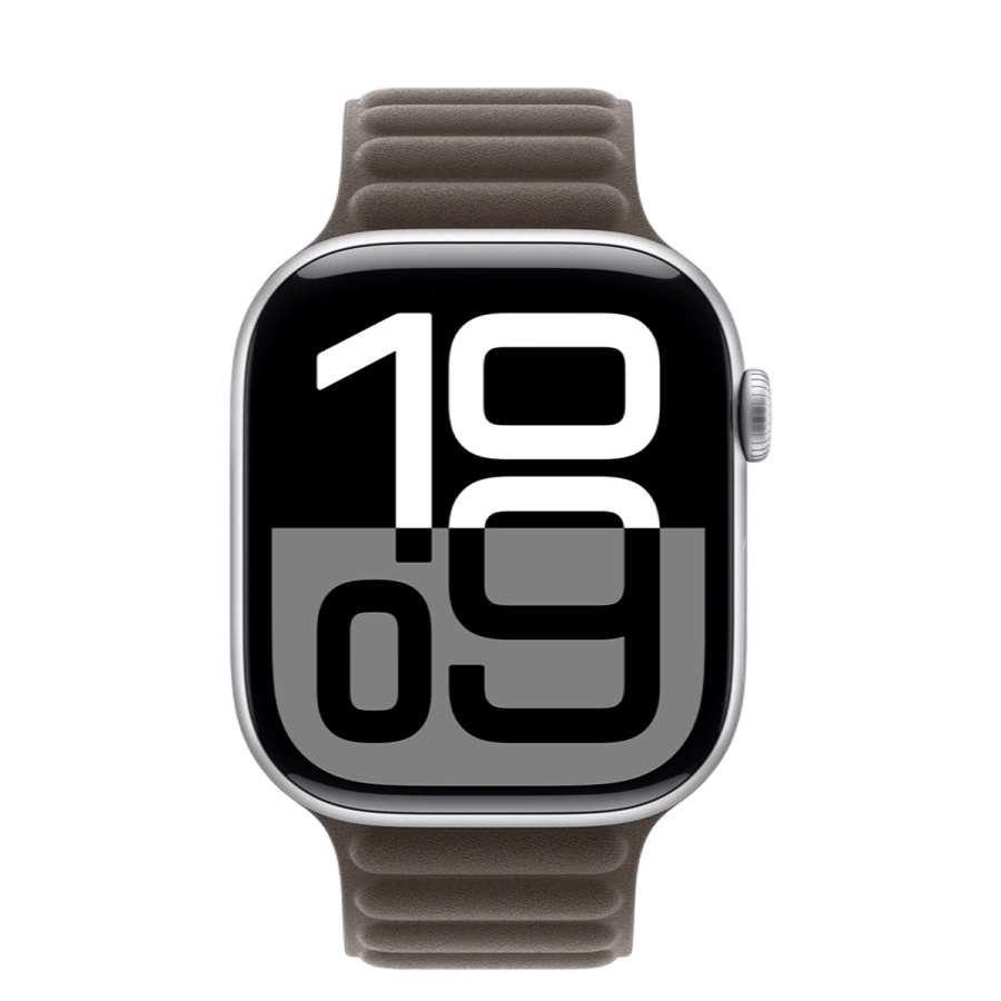 Apple Watch Series 10 GPS 46mm Silver Aluminum Case with Dark Taupe Magnetic Link - M/L (MWX03+MXWX3)