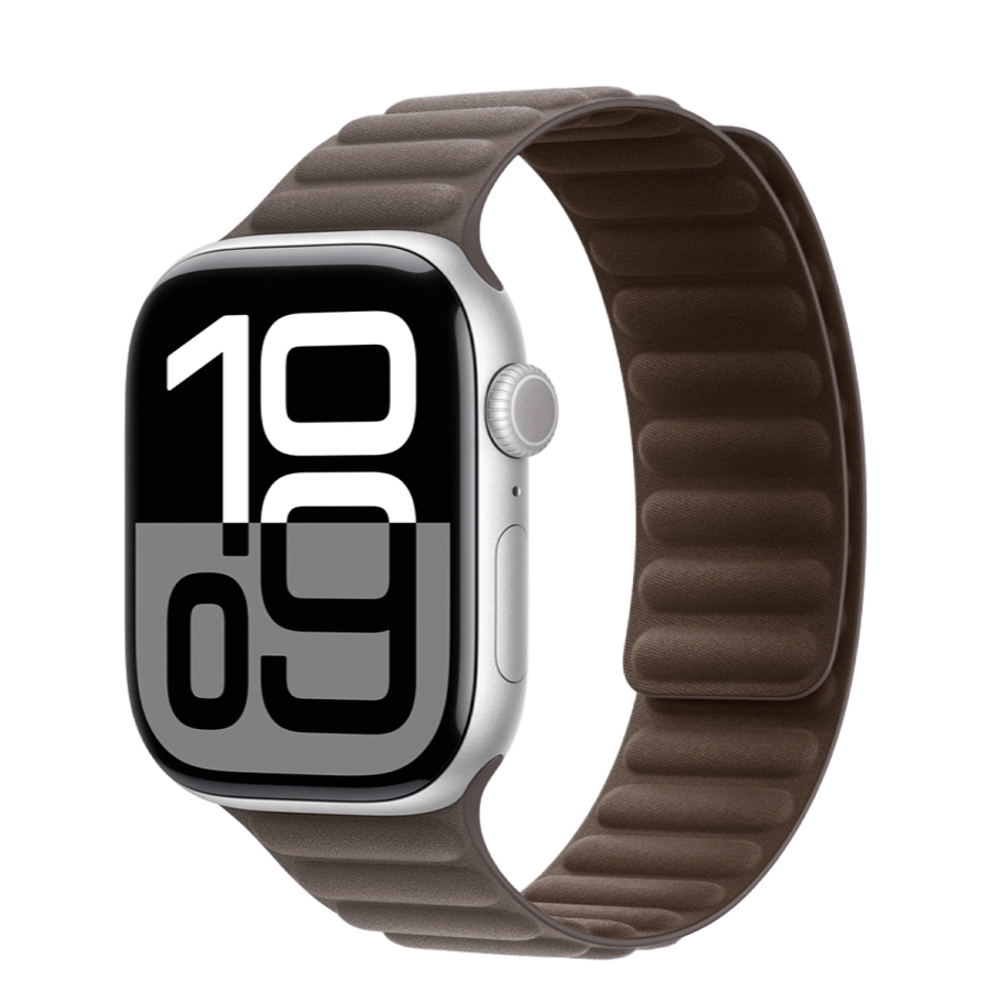 Apple Watch Series 10 GPS 46mm Silver Aluminum Case with Dark Taupe Magnetic Link - M/L (MWX03+MXWX3)