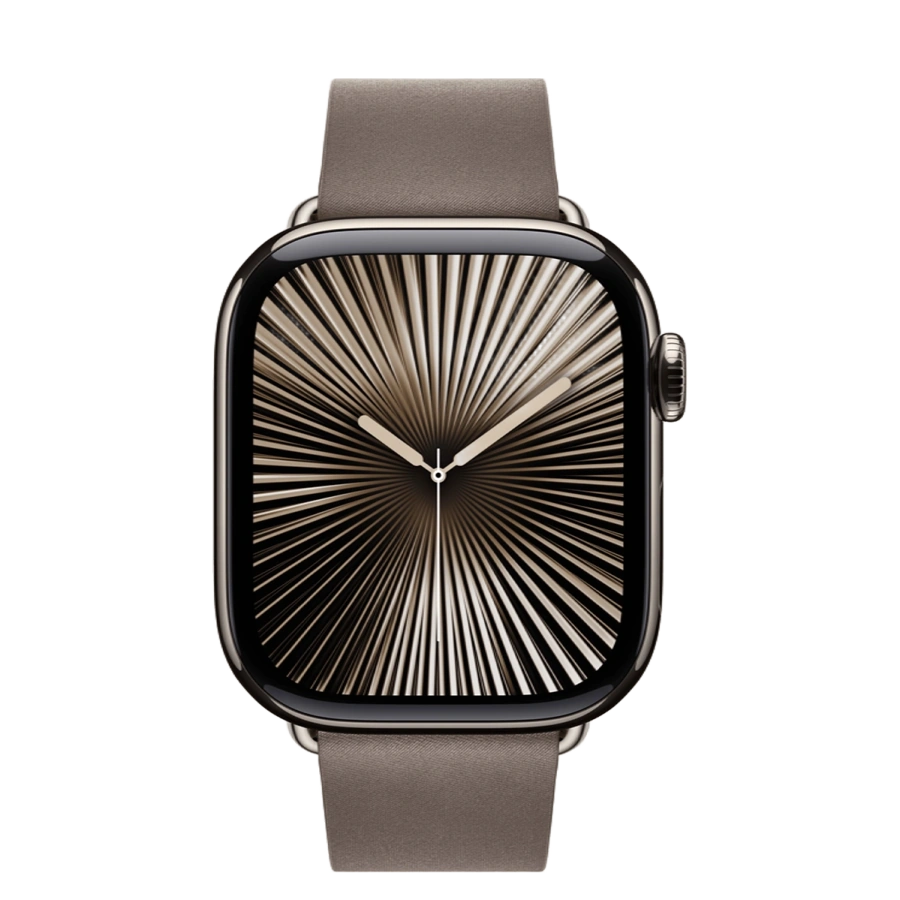 Apple Watch Series 10 GPS + Cellular 42mm Natural Titanium Case with Dark Taupe Modern Buckle - Small (MX0J3+MXW33)
