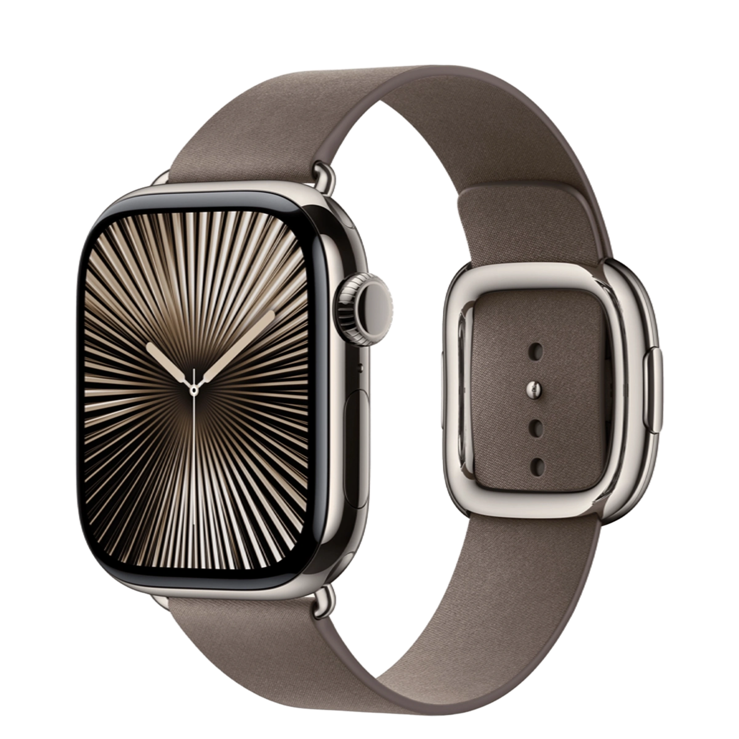 Apple Watch Series 10 GPS + Cellular 42mm Natural Titanium Case with Dark Taupe Modern Buckle - Small (MX0J3+MXW33)