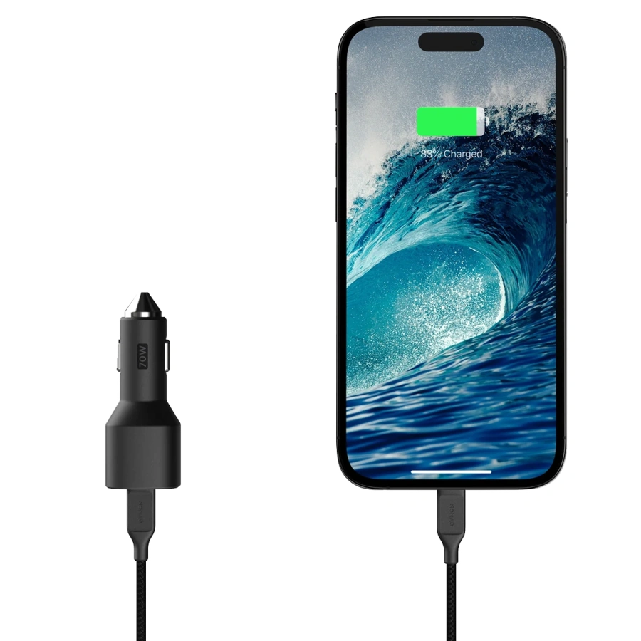 Автомобильное зарядное устройство Nomad Dual Port USB-C 70W Car Charger - Black (NM01895985)