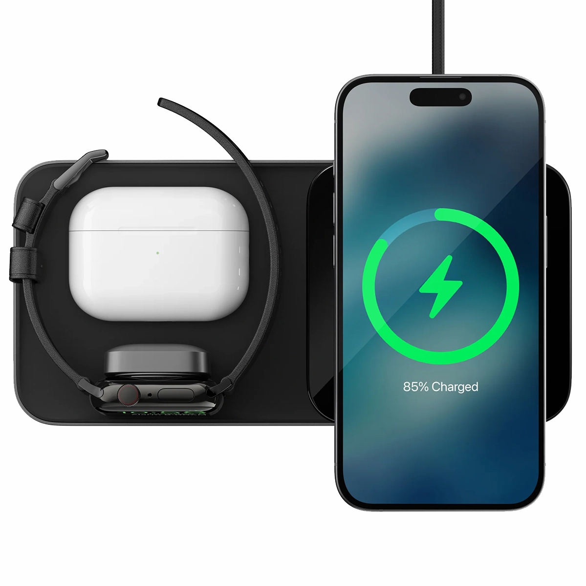 Беспроводное зарядное устройство Nomad Base One Max Qi2 3-in-1 Charging Hub [3rd Gen] - Carbide (NM01571885)