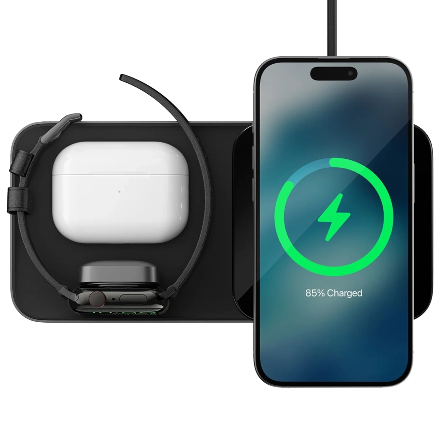 Бездротовий зарядний пристрій Nomad Base One Max Qi2 3-in-1 Charging Hub [3rd Gen] - Carbide (NM01571885)