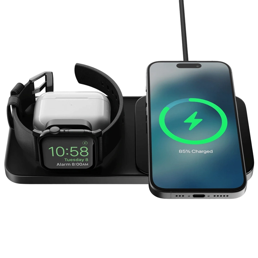 Бездротовий зарядний пристрій Nomad Base One Max Qi2 3-in-1 Charging Hub [3rd Gen] - Carbide (NM01571885)