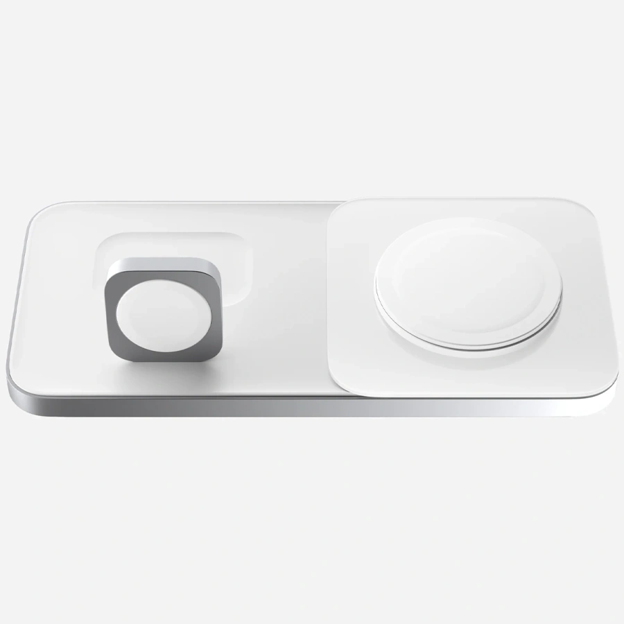 Бездротовий зарядний пристрій Nomad Base One Max Qi2 3-in-1 Charging Hub [3rd Gen] - Silver (NM01563385)