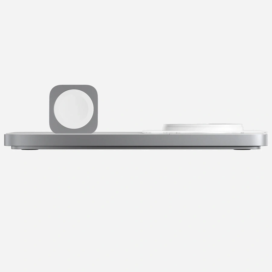 Бездротовий зарядний пристрій Nomad Base One Max Qi2 3-in-1 Charging Hub [3rd Gen] - Silver (NM01563385)