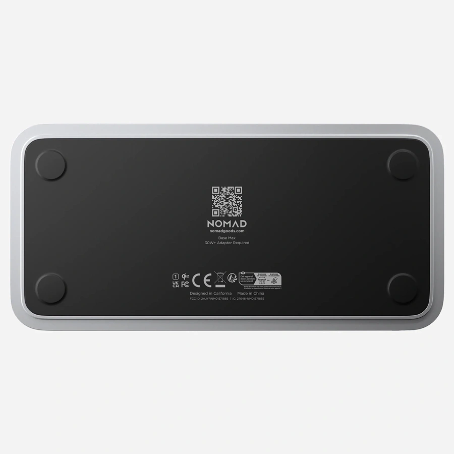 Бездротовий зарядний пристрій Nomad Base One Max Qi2 3-in-1 Charging Hub [3rd Gen] - Silver (NM01563385)