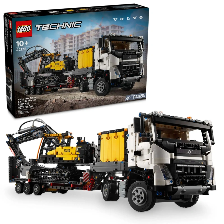 Блоковий конструктор LEGO Technic Вантажівка Volvo FMX та електричний екскаватор EC230 (42175)