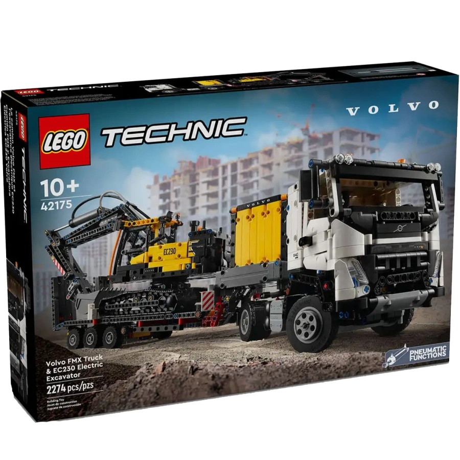 Блоковий конструктор LEGO Technic Вантажівка Volvo FMX та електричний екскаватор EC230 (42175)