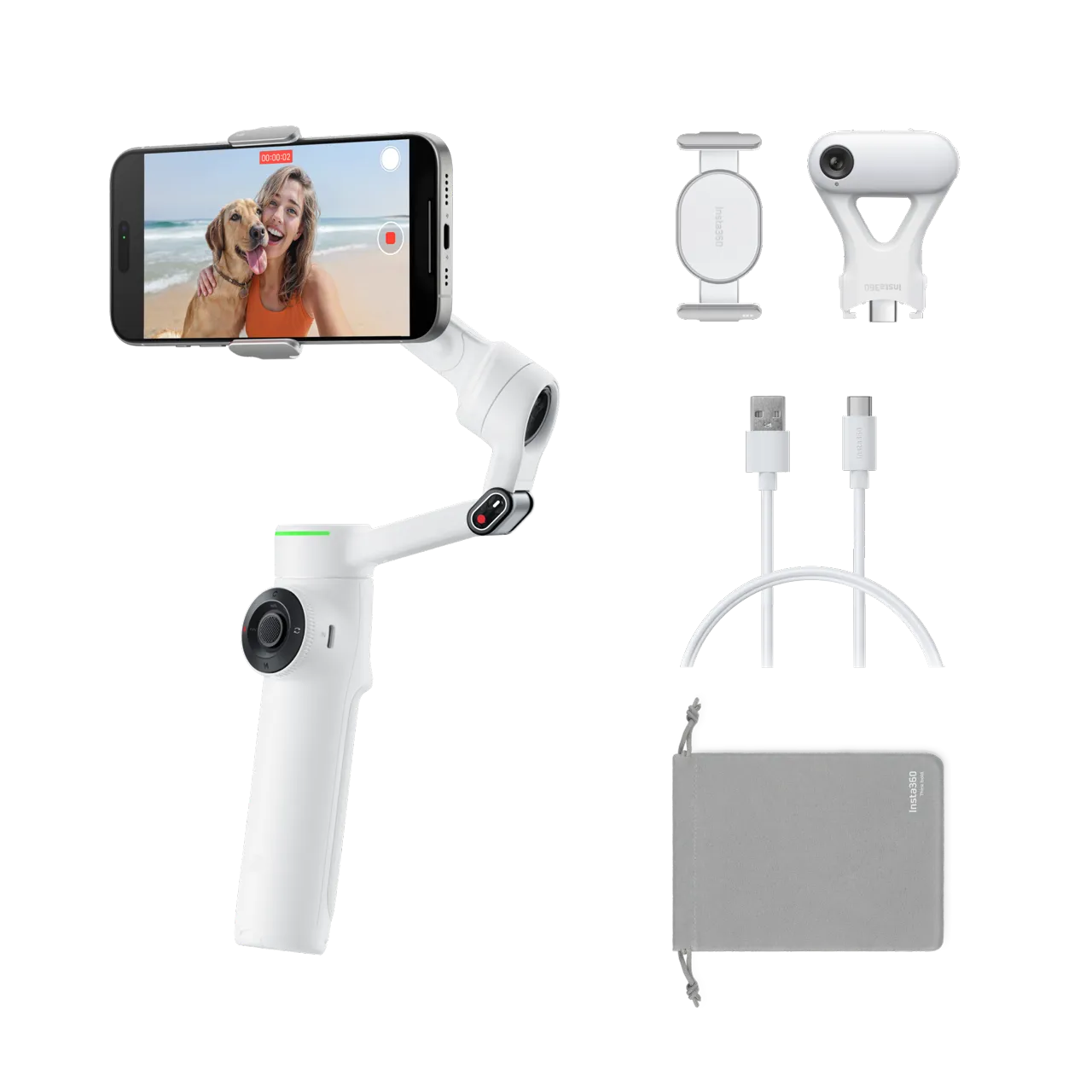 Монопод-стабилизатор для смартфона Insta360 Flow 2 Pro [AI Tracker Bundle] - Summit White (CINSABQB_FLOW236)