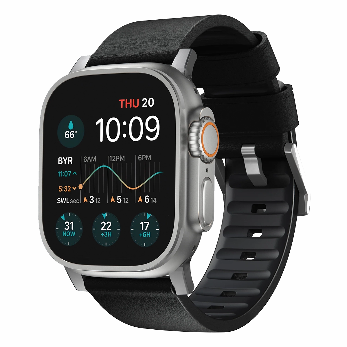 Ремешок Nomad Active Band Pro Silver Hardware 46mm/49mm - Black (NM1A41SNW0)