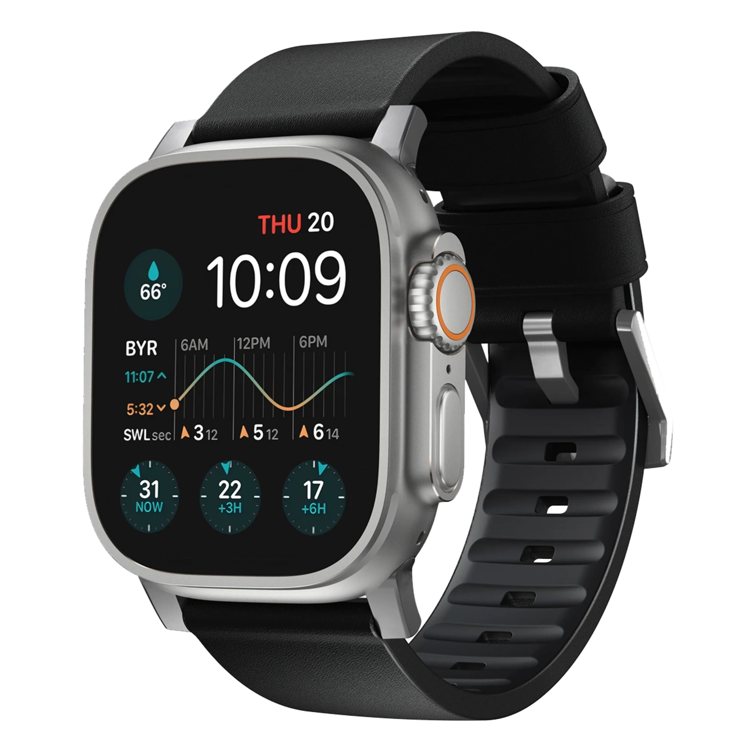 Ремешок Nomad Active Band Pro Silver Hardware 46mm/49mm - Black (NM1A41SNW0)