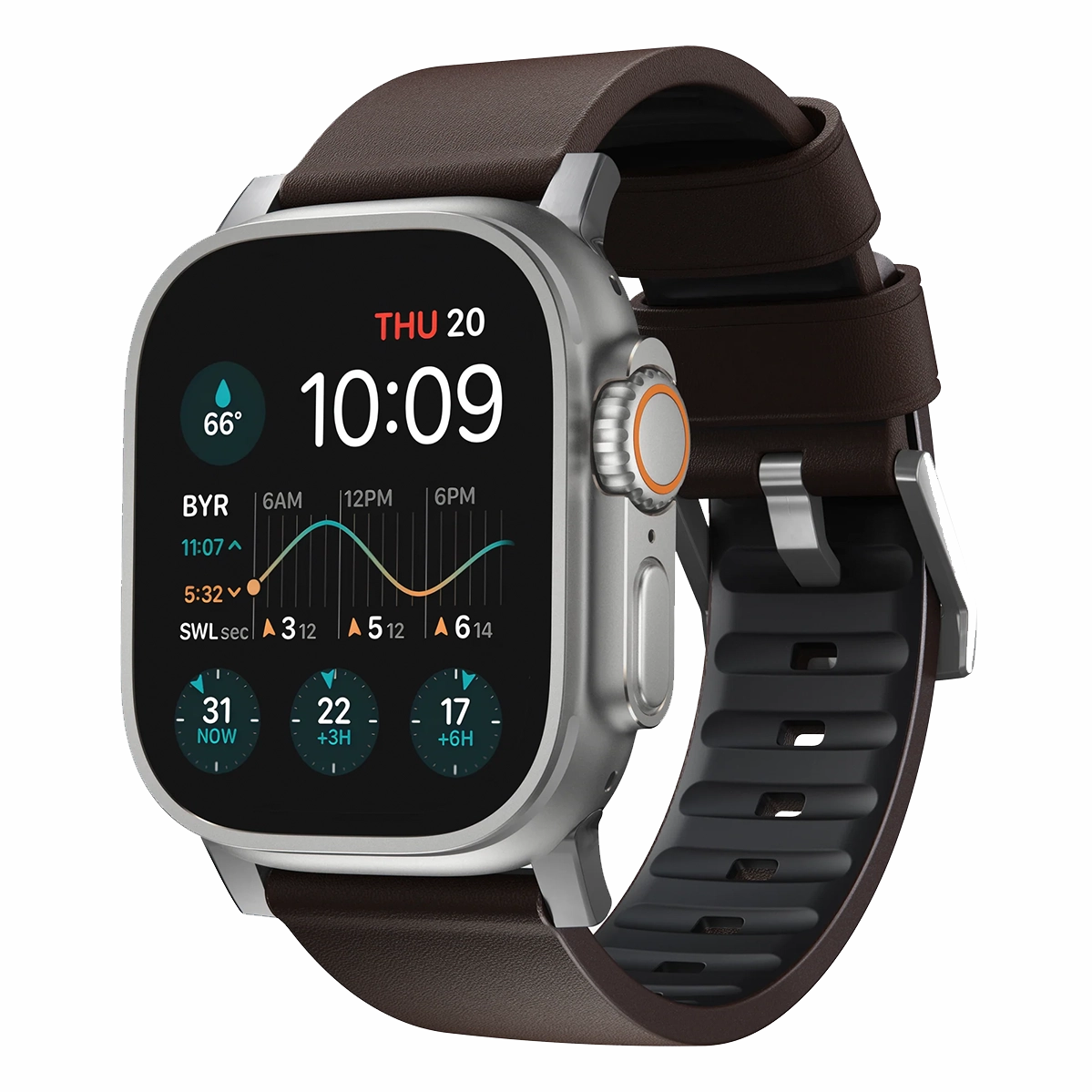 Ремешок Nomad Active Band Pro Silver Hardware 46mm/49mm - Classic Brown (NM1A4MSNW0)