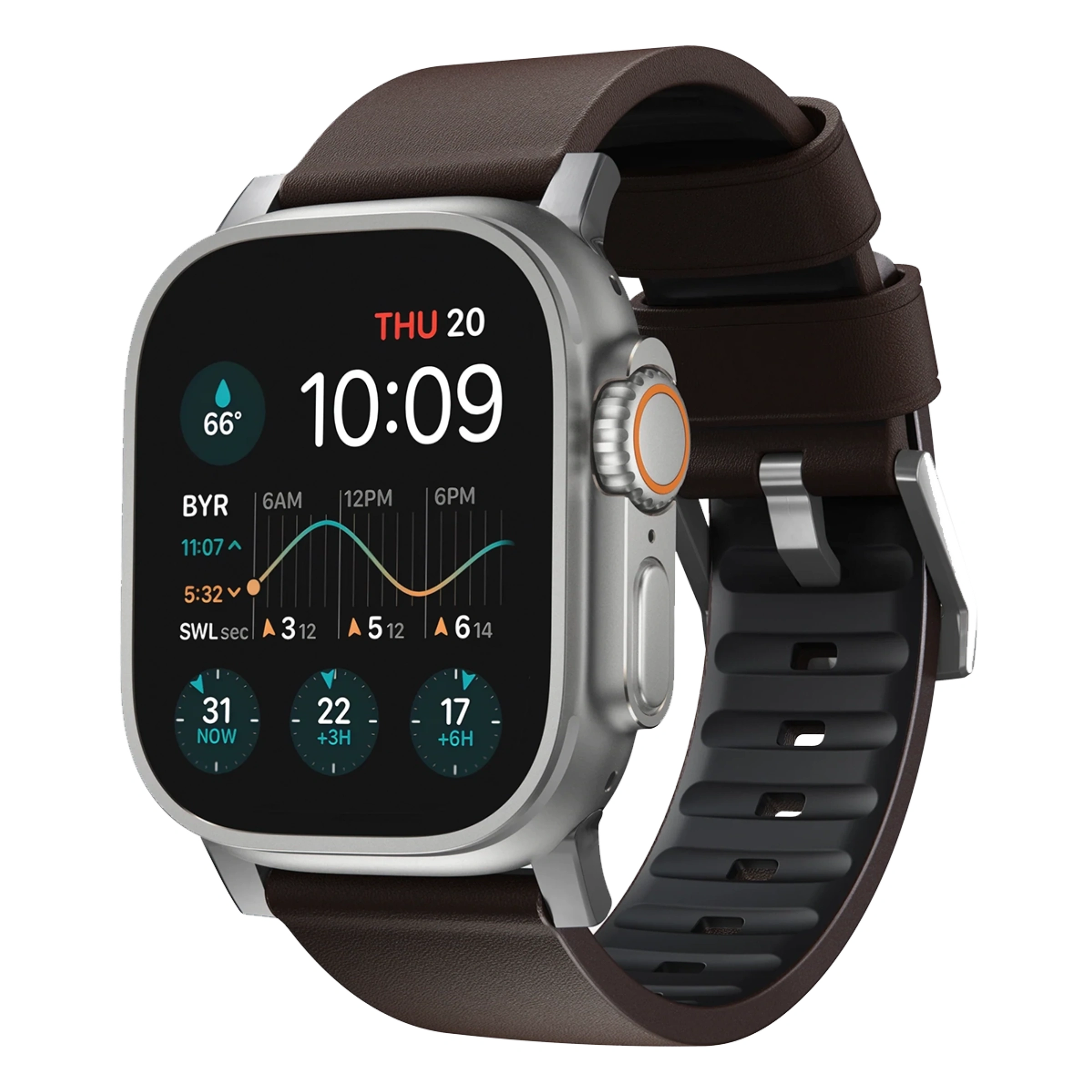 Ремешок Nomad Active Band Pro Silver Hardware 46mm/49mm - Classic Brown (NM1A4MSNW0)