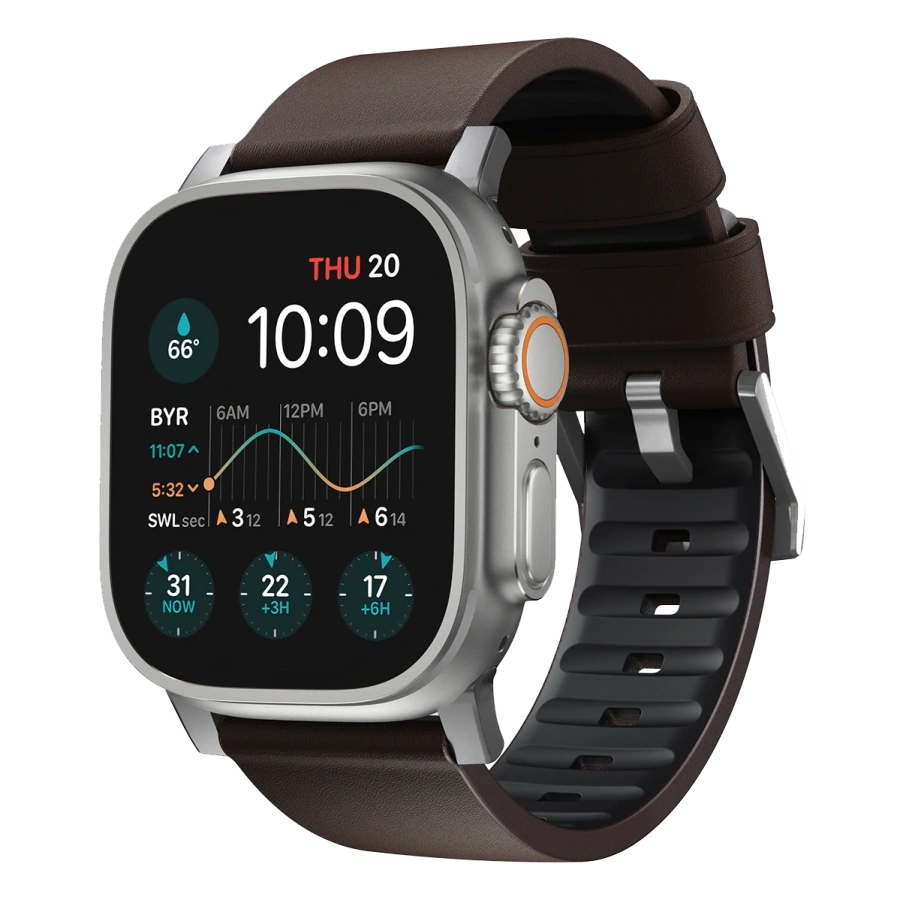 Ремінець Nomad Active Band Pro Silver Hardware 46mm/49mm - Classic Brown (NM1A4MSNW0)