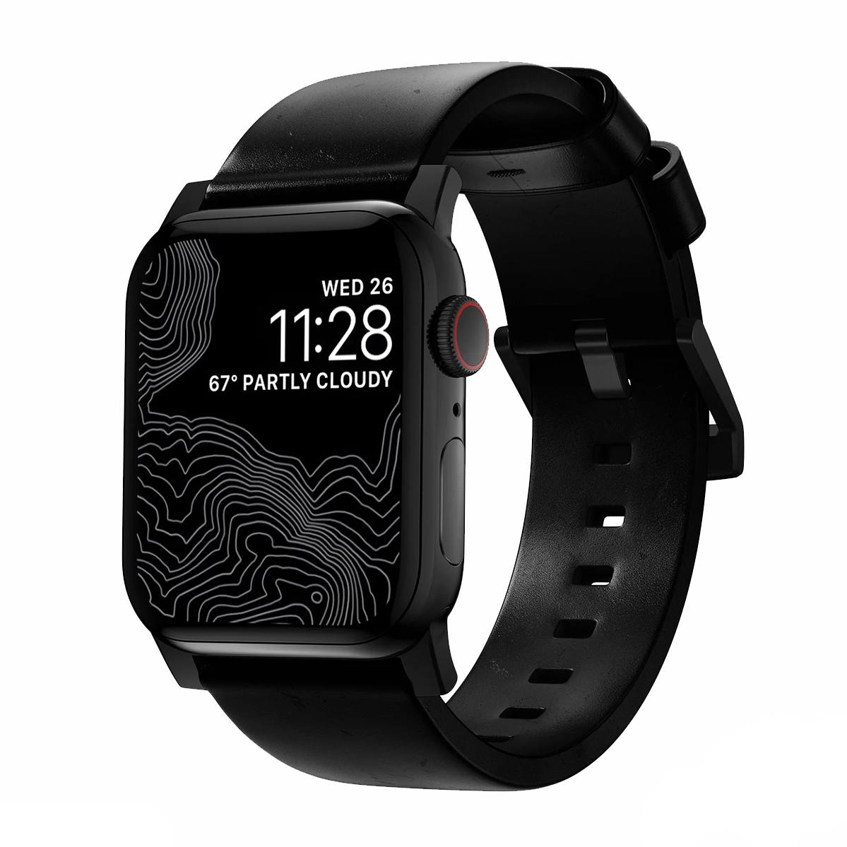 Ремешок Nomad Modern Horween Leather Band Black Hardware 46mm/49mm - Black (NM1A41BM00)