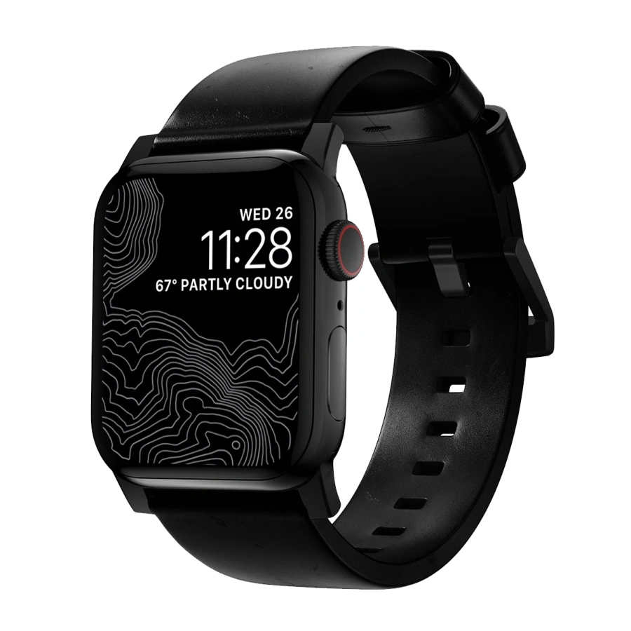 Ремінець Nomad Modern Horween Leather Band Black Hardware 46mm/49mm - Black (NM1A41BM00)