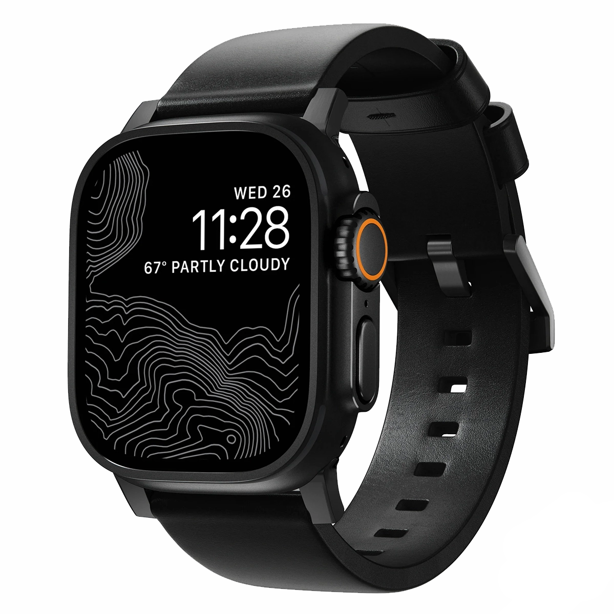 Ремешок Nomad Modern Horween Leather Band Black Hardware 46mm/49mm - Black (NM1A41BM00)