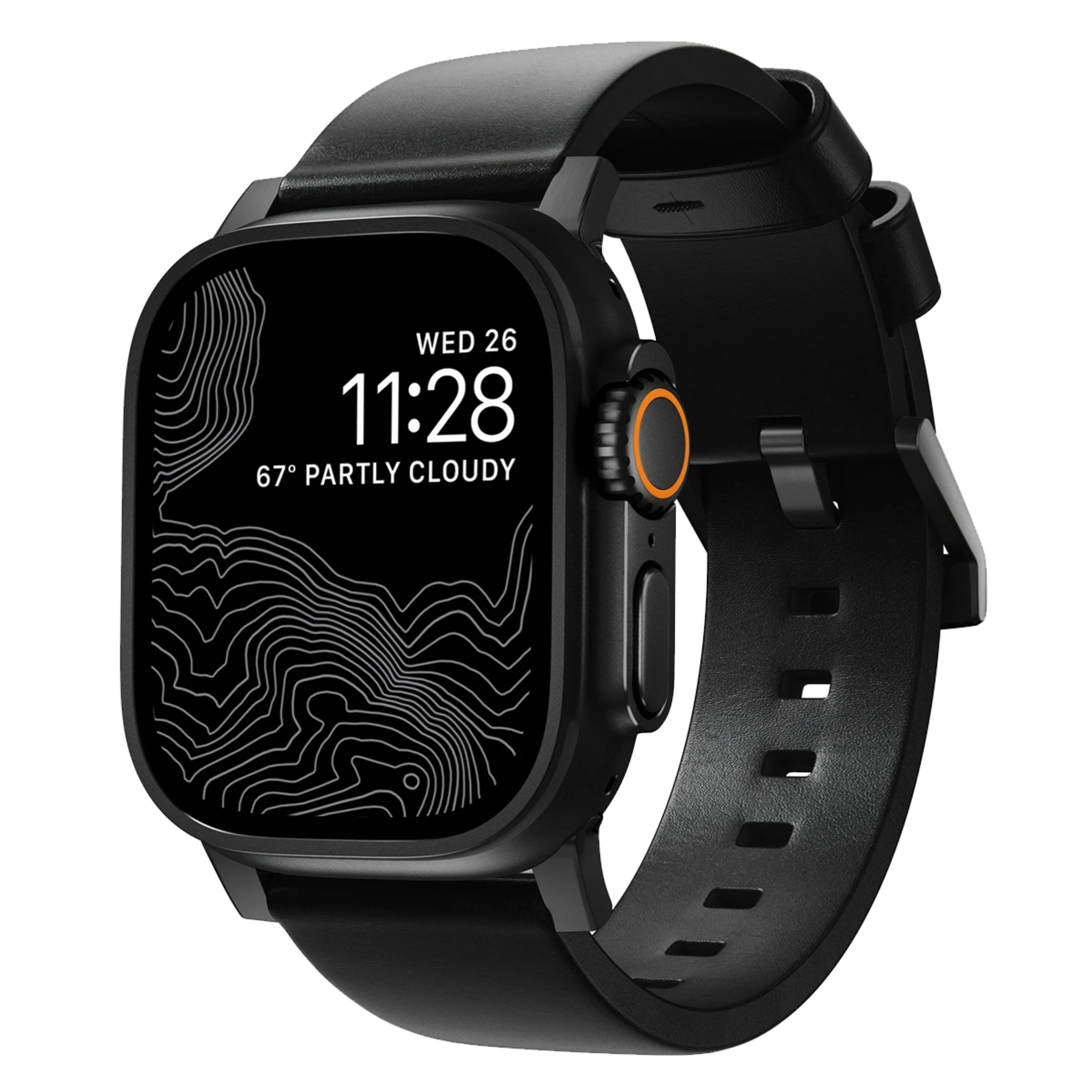 Ремешок Nomad Modern Horween Leather Band Black Hardware 46mm/49mm - Black (NM1A41BM00)
