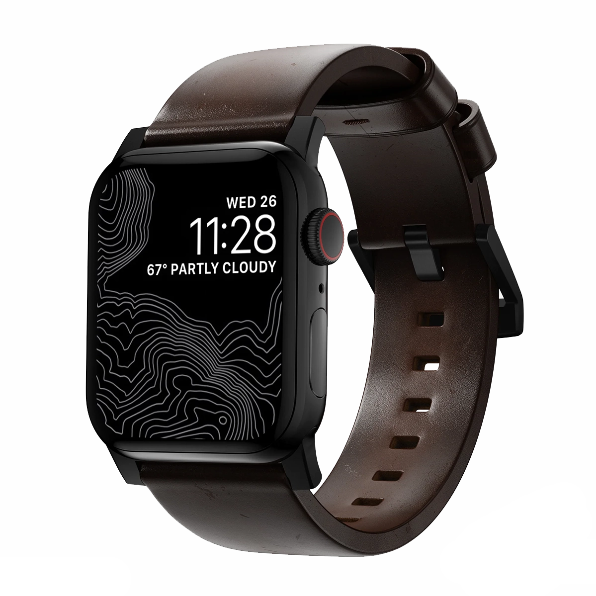 Ремешок Nomad Modern Horween Leather Band Black Hardware 46mm/49mm - Rustic Brown (NM1A4RBM00)