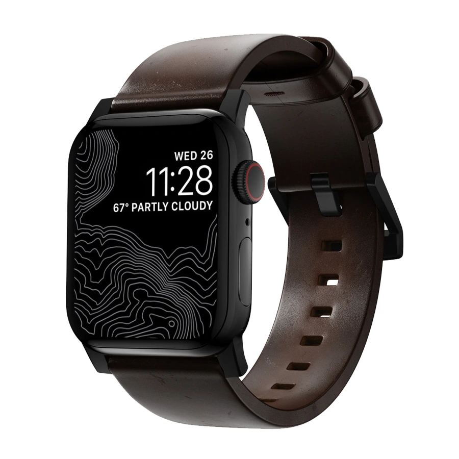 Ремінець Nomad Modern Horween Leather Band Black Hardware 46mm/49mm - Rustic Brown (NM1A4RBM00)