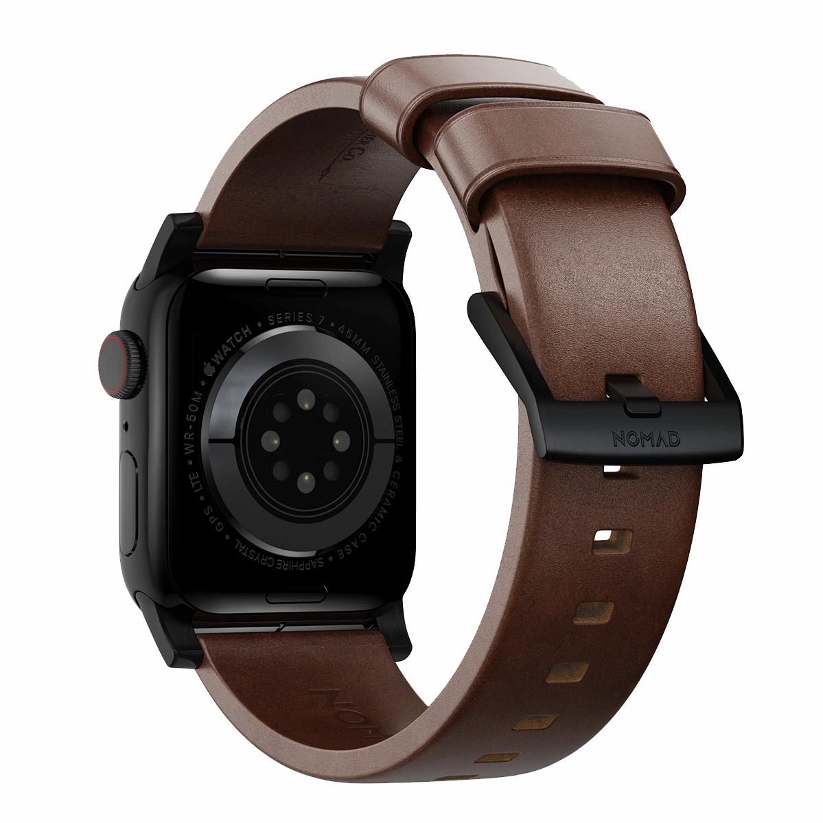 Ремешок Nomad Modern Horween Leather Band Black Hardware 46mm/49mm - Rustic Brown (NM1A4RBM00)