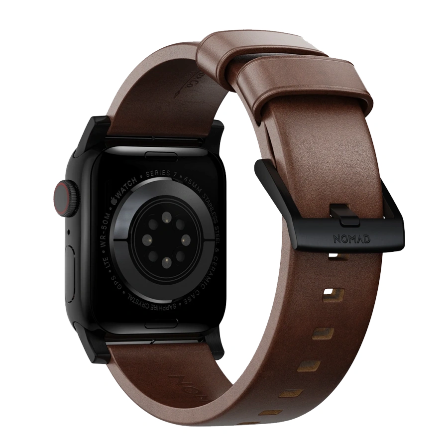 Ремінець Nomad Modern Horween Leather Band Black Hardware 46mm/49mm - Rustic Brown (NM1A4RBM00)