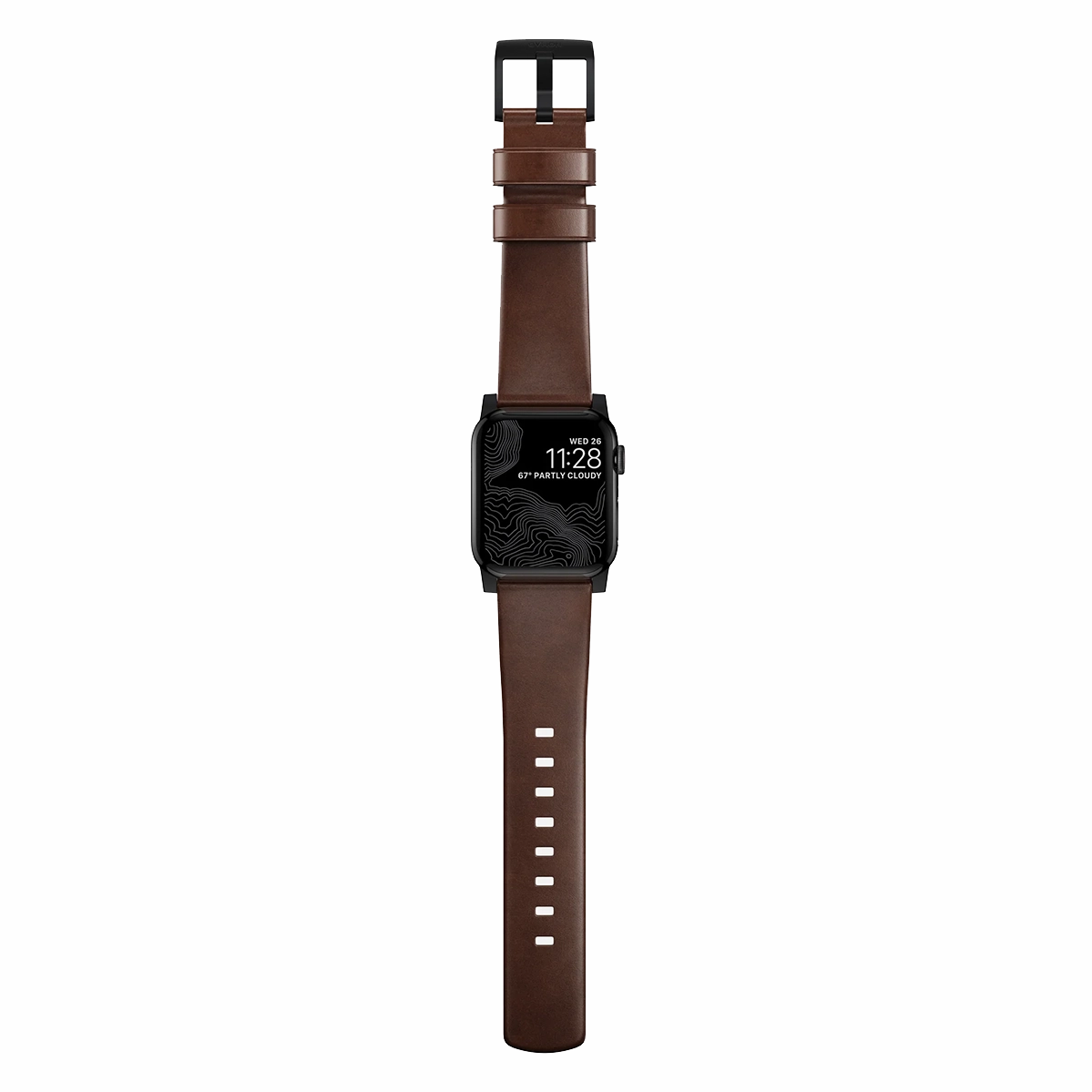 Ремешок Nomad Modern Horween Leather Band Black Hardware 46mm/49mm - Rustic Brown (NM1A4RBM00)
