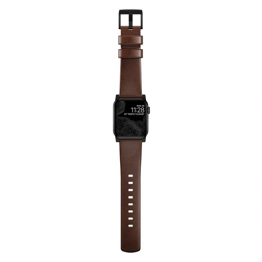 Ремінець Nomad Modern Horween Leather Band Black Hardware 46mm/49mm - Rustic Brown (NM1A4RBM00)