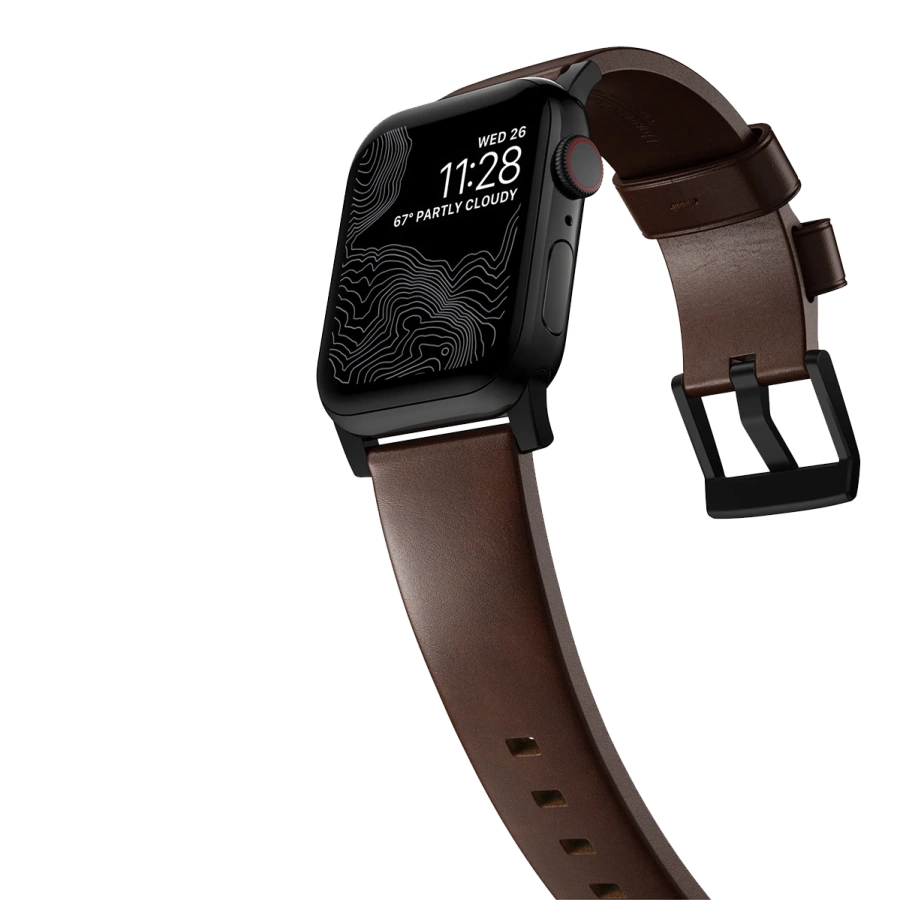 Ремінець Nomad Modern Horween Leather Band Black Hardware 46mm/49mm - Rustic Brown (NM1A4RBM00)