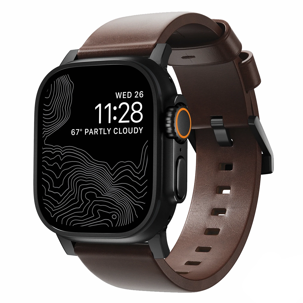 Ремешок Nomad Modern Horween Leather Band Black Hardware 46mm/49mm - Rustic Brown (NM1A4RBM00)
