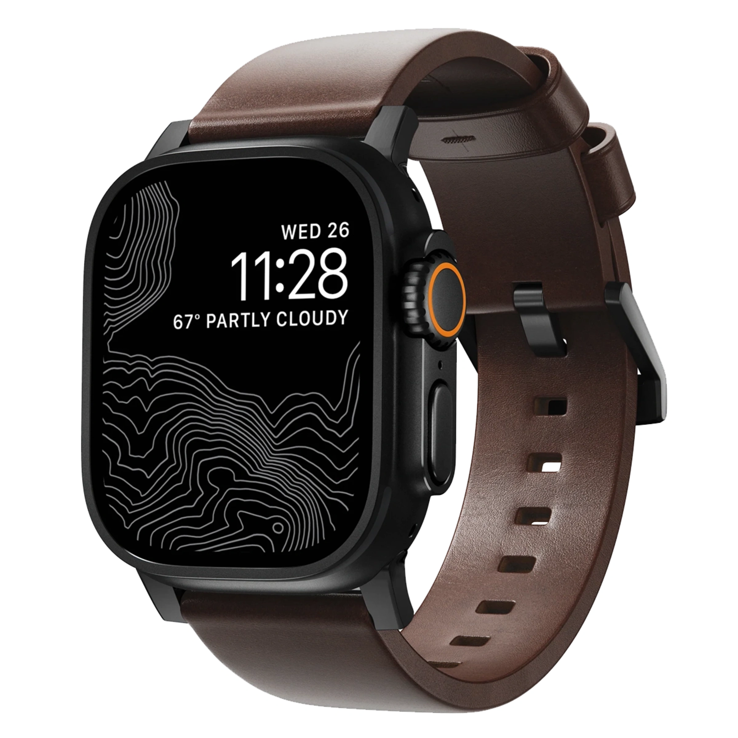 Ремешок Nomad Modern Horween Leather Band Black Hardware 46mm/49mm - Rustic Brown (NM1A4RBM00)