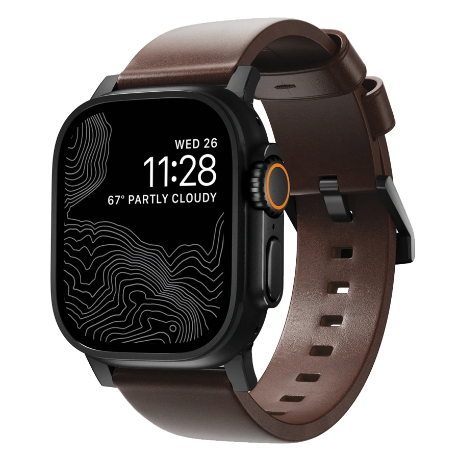 Ремінець Nomad Modern Horween Leather Band Black Hardware 46mm/49mm - Rustic Brown (NM1A4RBM00)