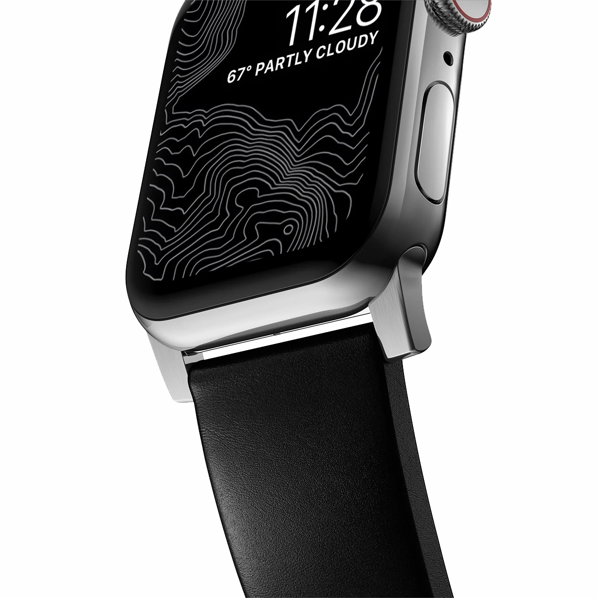 Ремешок Nomad Modern Horween Leather Band Silver Hardware 46mm/49mm - Black (NM1A41SM00)