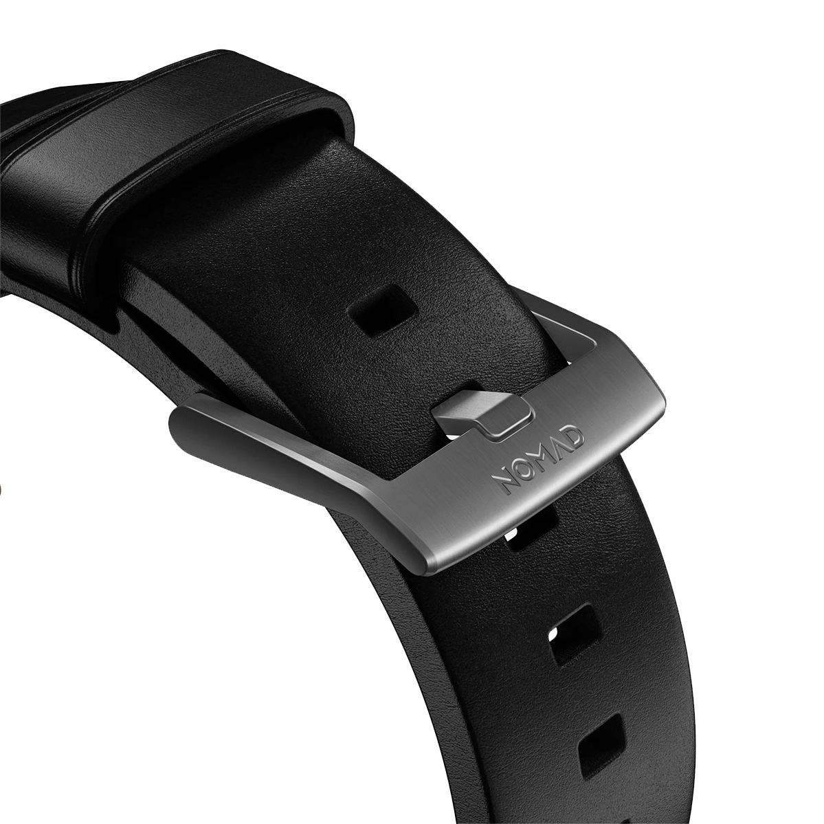 Ремешок Nomad Modern Horween Leather Band Silver Hardware 46mm/49mm - Black (NM1A41SM00)